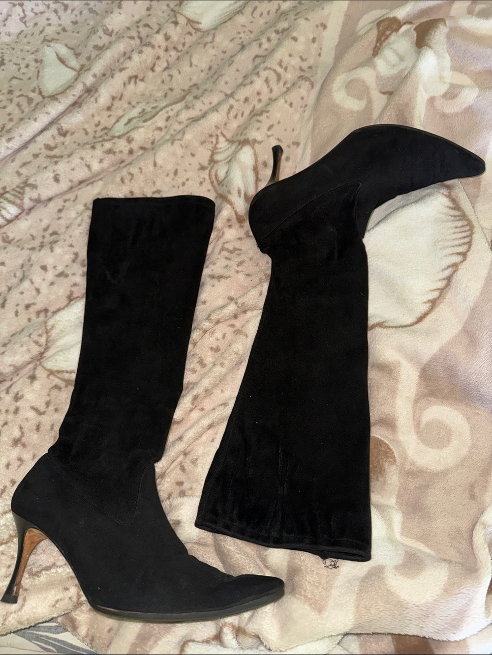 Manolo Blahnik Black Suede Knee-High 3” heel pull-on Stiletto Boots 40.5 - Picture 15 of 17